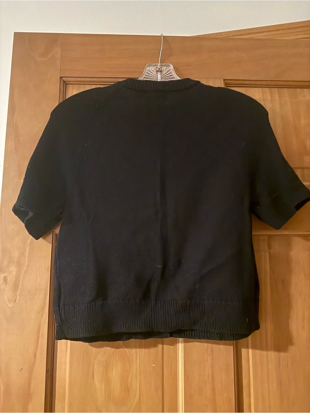 Black Short Sleeve Button Cardigan